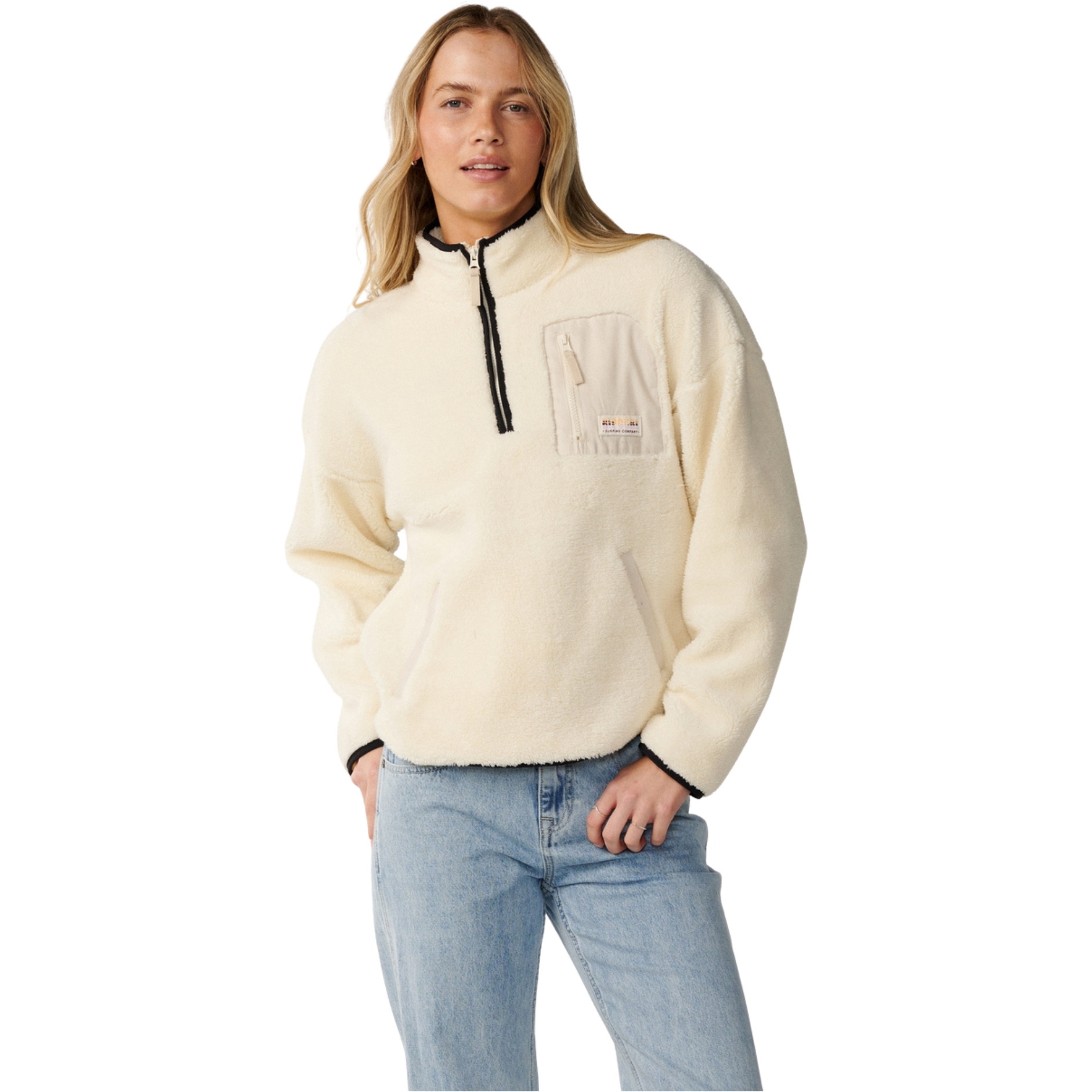 2026 Rip Curl Womens Party Wave Polar Zip Thru Fleece 0EFWFL - Off White
